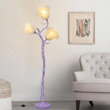 Imagem de Fuzzbopn Luminária De Chão De Flores Para Sala De Estar, Luminária De Leitura Alta E Fofa Com Haste De Pescoço Flexível Para Decoração De Quarto, Luminárias De Chão De Canto Modernas Com Lâmpada Led