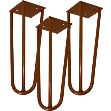 Imagem de Kit 03 Pés de Ferro Aço Hairpin Legs 20 cm Bronze A01 Sofá Móveis Mesa
