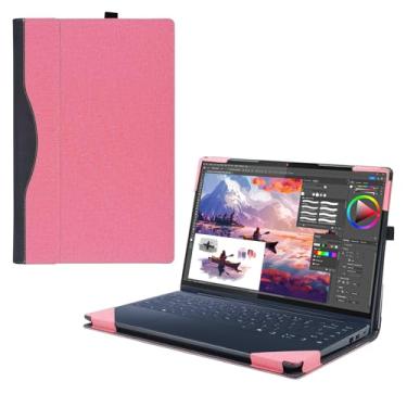 Imagem de Forubar Capa para laptop Lenovo Yoga Slim 9i Gen 10 35.6 cm compatível com Yoga 9 2-em-1 14ILL10 [Do Check Model] Bolsa de computador PU acessórios de dissipação de calor (rosa)