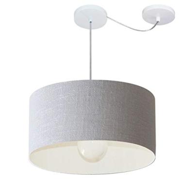 Imagem de Lustre Pendente com Desvio de Centro Cúpula Tecido 50x25 cm, Vivare Iluminação, Pendente4230 CZ, Cinza, Médio