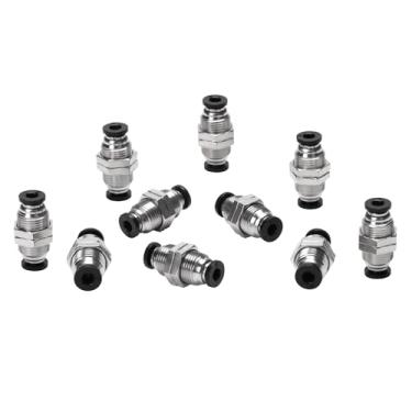 Imagem de DERPIPE União de anteparo para conexão de encaixe de tubo de 4 mm OD rosca dupla (10 pacotes)