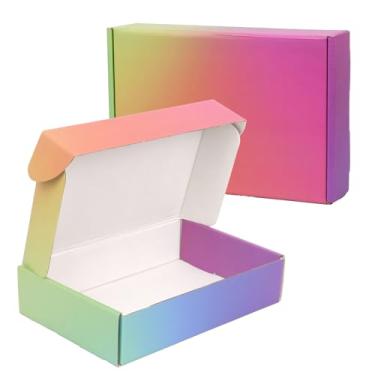 Imagem de OUGEBOX Caixas De Remessa 9X6X2 Para Pequenas Empresas, Pacote Com 30 Caixas De Papelão Ondulado Coloridas Para Remessa De Correspondência