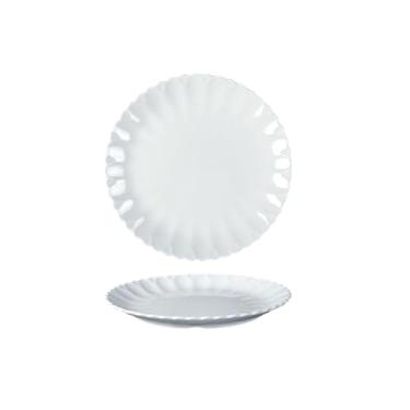 Imagem de Prato de osso de disco branco de porcelana sintética, prato de arroz refogado de fast food - 3410; prato de crisântemo de 25,4 cm - branco