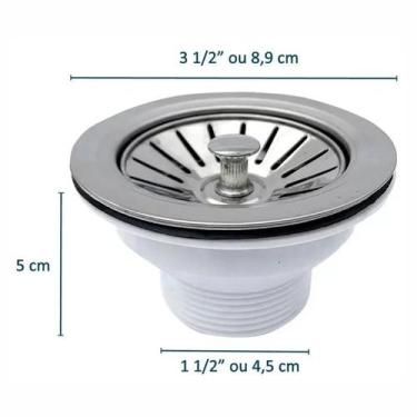 Imagem de Válvula para Pia de Cozinha Inox 3.12 CasaGrande Mundial Qualidade e D