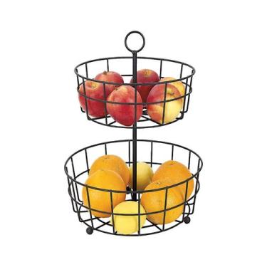 Imagem de Fruteira De Mesa Redondo 2 Andares Aramado Organizador 24cm - Hauskraf