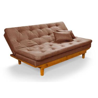 Imagem de Sofá Cama Caribe em Linho Base Madeira Essencial Estofados,  Marrom