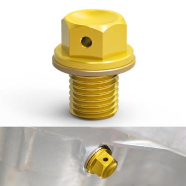 Imagem de NICECNC Gold M12 x 1,5 tampa de rosca magnética para dreno de óleo compatível com Kawasaki ZX-10R 2004-2017 NINJA400 2014-2018 Z650 2017-2018 Z900RS 2018 Ver instalação