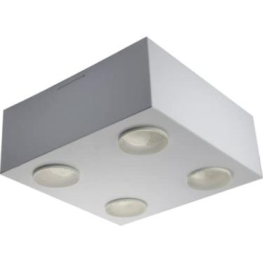 Imagem de Plafon de Sobrepor Quadrado Granada com Difusor Branco para 04 Lâmpadas Par 20 ou Bulbo Led E-27-26X26 cm