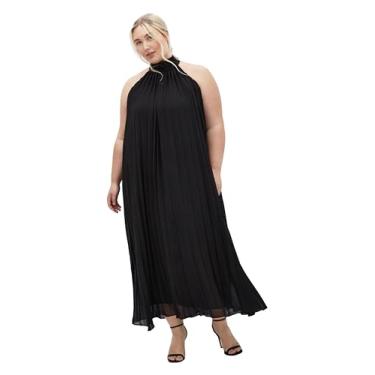 Imagem de City Chic Vestido feminino plus size - Aida frente única gola longa, Preto, 52