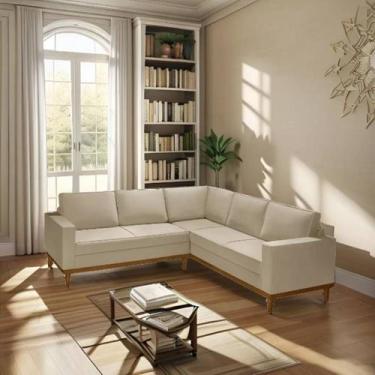 Imagem de Sofá De Canto Living 5 Lug. Toronto Com Base Retro  - Veludo Bege - Es