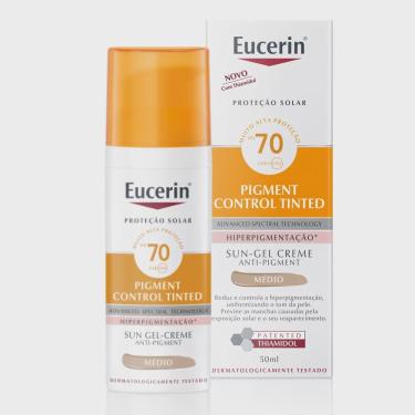 Imagem de Protetor solar facial eucerin pigment control tinted cor médio FPS70 50G