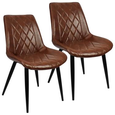 Imagem de Kit 2 Cadeiras Haifa Livia Tábata Poltrona Estofada Pu Vintage Retro Pés Preto - Marrom
