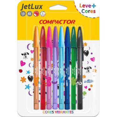 Imagem de Compactor Canetas Esferográficas 8 Cores 1,0 mm Corpo Sextavado Escrita Média