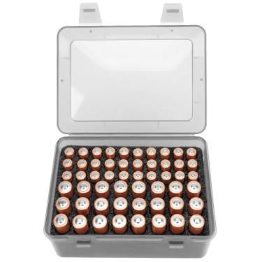 Imagem de Linkidea O estojo organizador de bateria comporta 24 pilhas AA e 30 AAA, caixa de armazenamento portátil durável para casa, viagem, acampamento, suporte de bateria de grande capacidade