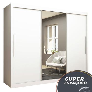 Imagem de Guarda Roupas de Casal com Espelho Real Gelius Branco 3 Pts Correr