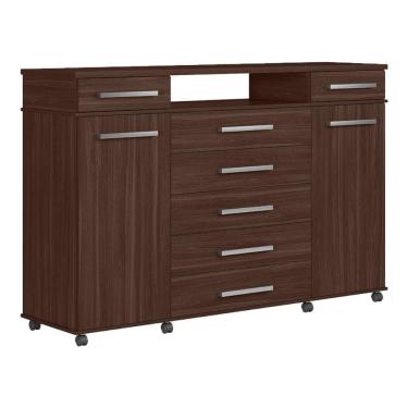Imagem de Cômoda London Quarto com 7 Gavetas 2 Portas e Rodízios