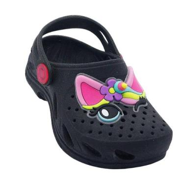 Imagem de Babuche Menina Infantil Plugt Ventor Unicórnio 3D Preto, 23/24