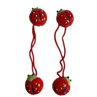 Imagem de 2 Pares Maria chiquinha Xuxa de cabelo Infantil Joaninha Fashion vermelho