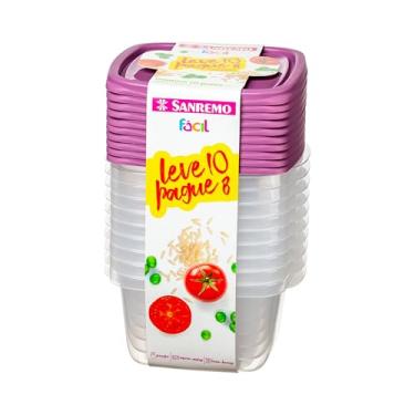 Imagem de Sanremo - Kit com 10 Potes Plásticos Quadrados de 800mL, Linha Fácil