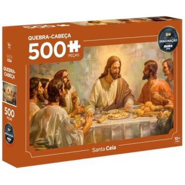Imagem de Quebra Cabeça Santa Ceia Jesus Cristo Comunhão Igreja 500 Pç - Mimo, C
