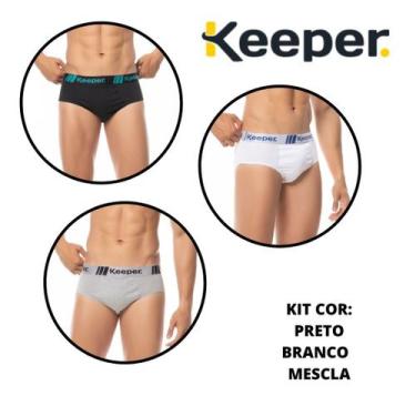 Imagem de Kit com 3 cuecas slip 100% algodão Keeper 17030