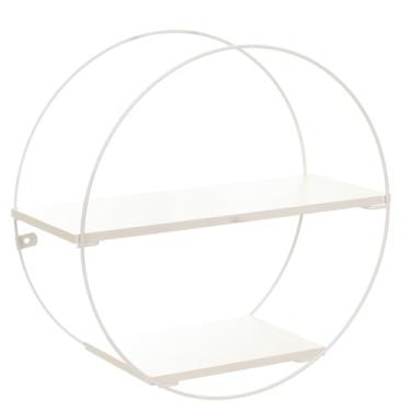 Imagem de Prateleira Decorativa Circular, Cor Branco Microtextura com Madeira Branca, Metaltru