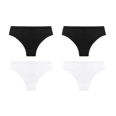Imagem de Kit com 4 calcinhas cós alto Trifil Ref.: 1971, Preto, Branco, 0006, G