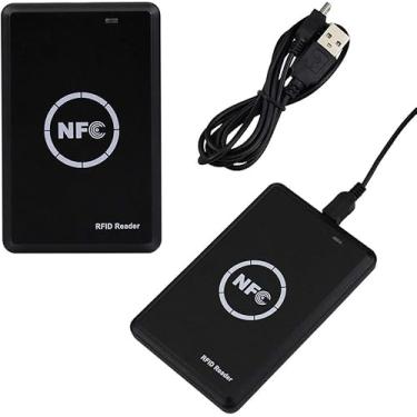 Imagem de Godely Leitor RFID NFC, chaveiro portátil de 125 khz, 13,56 kHz, leitor inteligente, copiadora, uso de banda dupla ICID, alerta de luz LED e interface USB de velocidade total