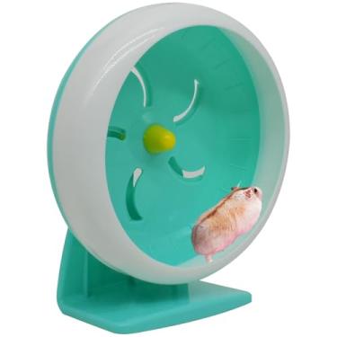 Imagem de GKYZBB Roda de hamster, roda silenciosa de corrida para hamster de 17,78 cm com suporte, brinquedos de corrida para animais pequenos para animais de estimação, giratório silencioso ajustável para