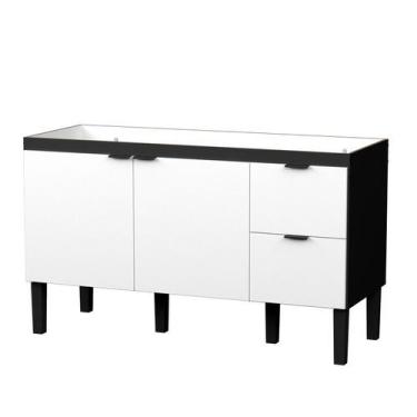 Imagem de Gabinete de Cozinha Montado em Madeira Preto/Branco 134cm Colibri Cozi