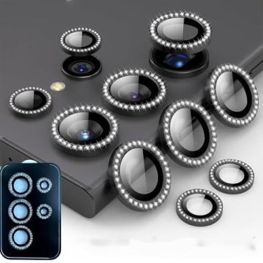 Imagem de Kit Película Lente Câmera Lisa Ou Pedrinhas Brilho Compatível Com Samsung Galaxy S22 S23 S24 S25 Fe Plus Ultra Pedrinhas Preto S25