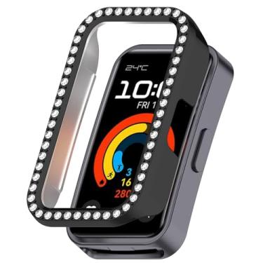 Imagem de LOKEKE Capa protetora compatível com Huawei Band 10, capa protetora PC Bling compatível com Huawei Band 10/9 / 8 (PC preto)