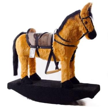 Imagem de cavalinho de balanço poney sela de couro - Naga, Caramelo