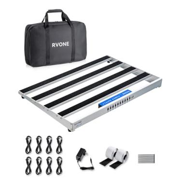 Imagem de RVONE Pedaleira De Guitarra Com Fonte De Alimentação Integrada, Pedaleira Portátil De Liga De Alumínio Com Bolsa, Cabos Para Pedal, Gancho E Alça (Rpb-350)