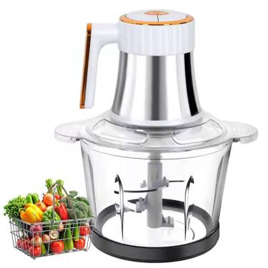 Imagem de Mini Processador Eletrico 4 Laminas 3 Litros Moedor de Carne Tritura Legume Verdura Alimento Tempero Especiarias Potente Refeiçao Preparo