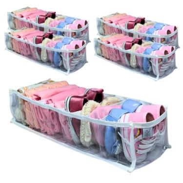 Imagem de 5 Colmeia Organizadora P2 40x15x10 cm com 10 Nichos - PVC Cristal Reforçado Transparente - Ideal para Bodies, Roupas de Bebê, Cueca Box e Meias - Material Resistente e Durável