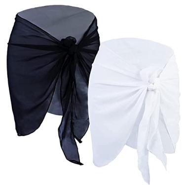 Imagem de 2pcs Chiffon Praia Sarongue, Protetor Solar Leve Encobrimento de Saia Biquíni para Festival de Festa na Praia