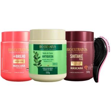 Imagem de Máscaras Bio Extratus Brilho Jaborandi Shitake 500g +Escova