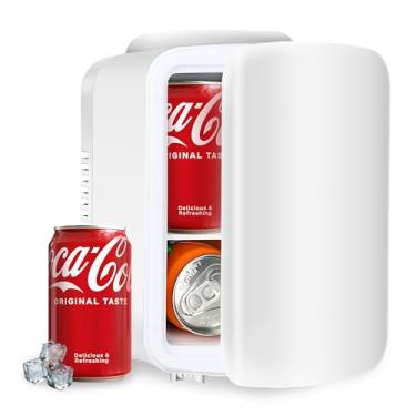 Imagem de Simple Deluxe Mini geladeira, refrigerador e aquecedor portátil de 4 L/6 latas sem freon, oferece armazenamento compacto para cuidados com a pele, bebidas, alimentos, cosméticos, branco