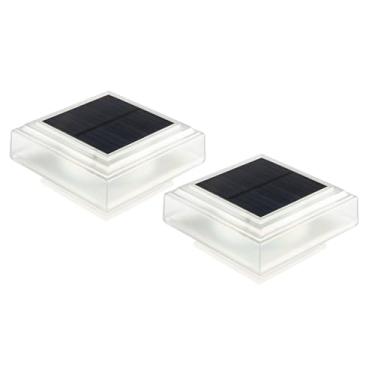 Imagem de Pure Garden Luzes de poste solares - Pacote com 2 luzes brancas quentes para cercas de deck movidas a energia solar - LED à prova d'água 6 x 6, 5 x 5 ou 4 x 4 lâmpadas solares para postes de madeira
