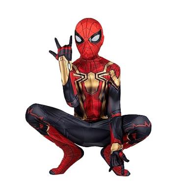 Imagem de Marvel Integrated Spider-Man Official Youth Deluxe Zentai Suit - Spandex Jumpsuit with Printed Design and Spandex Detachable Mask with Plastic Eyes