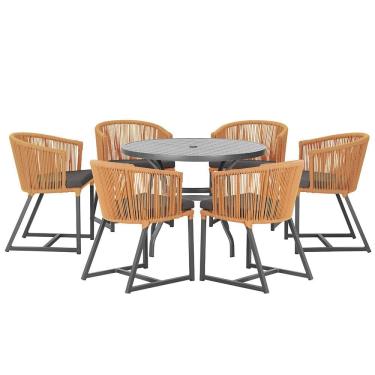 Imagem de Mesa com 6 Cadeiras de Jantar Roma 120cm e Noronha em Alumínio