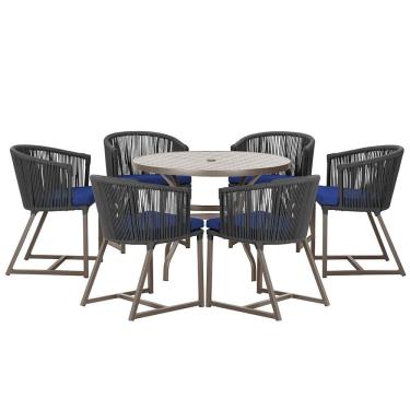 Imagem de Mesa com 6 Cadeiras de Jantar Roma 120cm e Noronha em Alumínio