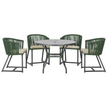 Imagem de Mesa com 4 Cadeiras de Jantar Roma 100cm e Noronha em Aluminío