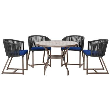 Imagem de Mesa com 4 Cadeiras de Jantar Roma 100cm e Noronha em Aluminío