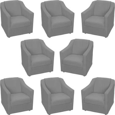 Imagem de Kit 8 Poltronas Mila Pé De Plástico Cromado - Preto Suede