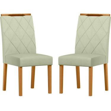 Imagem de Conjunto Com 2 Cadeiras De Jantar Estofada Sarah Ypê Linho Palha Ln04