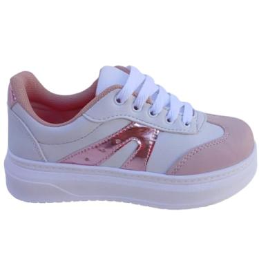 Imagem de Tênis Infantil Feminino Sola Alta Plataforma Menina Linha Premium Escolar (Rose, BR, Criança de 4 a 8 anos, Numérico, 33)