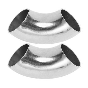 Imagem de Motoforti 2 peças 90 graus mandril curva cotovelo carro modificado tubo de escape tubulação 304 aço inoxidável tom prata