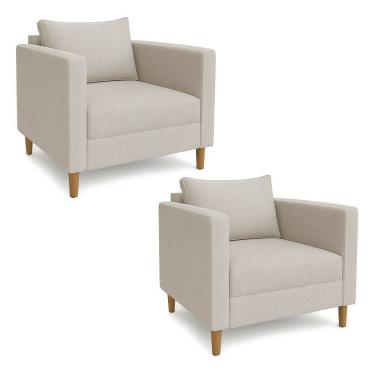 Imagem de Kit 2 Poltronas Decorativa Helena Linho Bege Dal Poz Estofados
